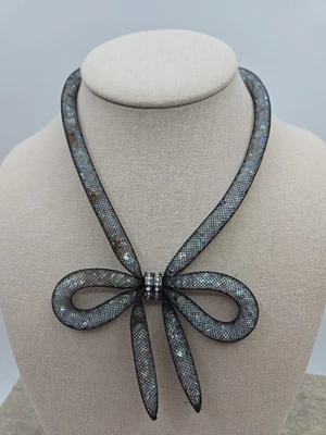 BETSEY JOHNSON Mesh Tube Choker Bow/ Necklace/Black Pre-owned  - Image 1 of 4