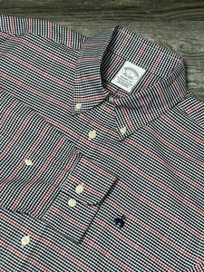 Brooks Brothers Regent Fit Cotton Blend Non Iron Plaid Button Shirt L - Picture 1 of 7