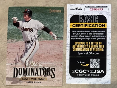 Matt Williams Auto Signed Donruss Dominators Card JSA CGC Authenticated - Image 1 of 3