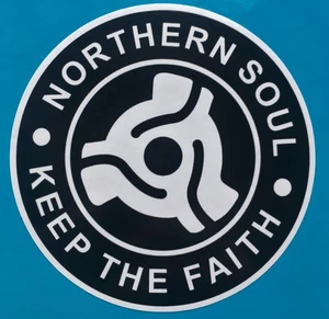NORTHERN SOUL VINYL STICKER - KEEP THE FAITH - RECORD CENTRE -100MM DIA - Imagen 1 de 1