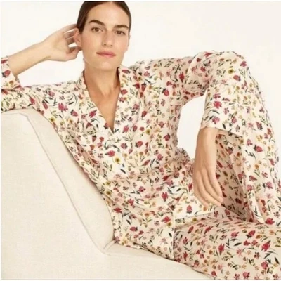 Juego de Pijama J Crew Nuevo con Etiquetas Easy Luxe Eco Manga Larga en Marfil Vintage Floral XS Foto 1 de 4