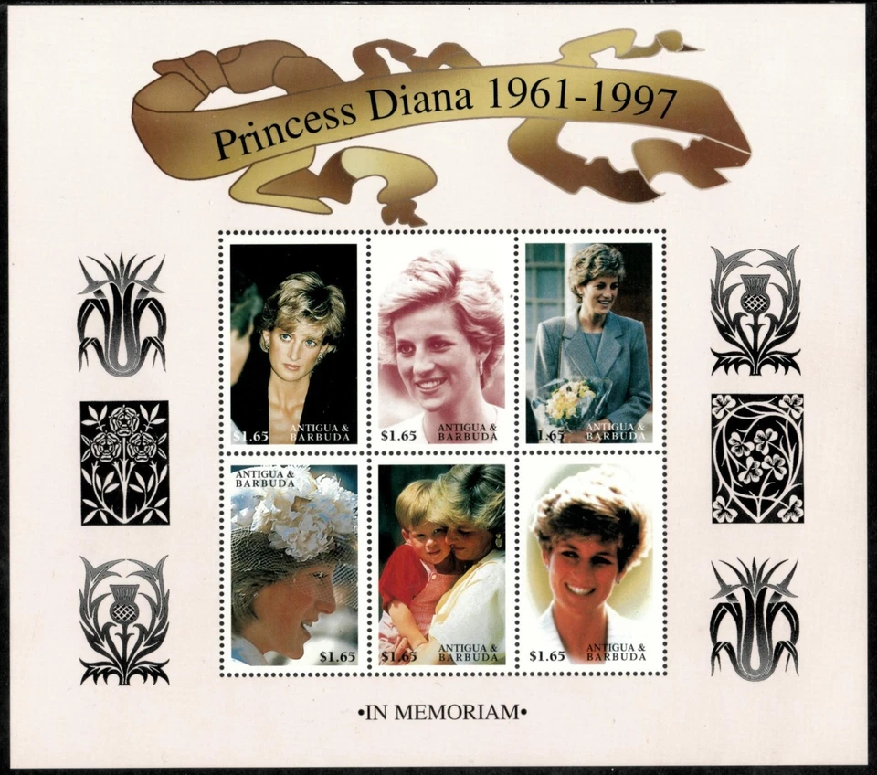 Antigua 1997 - Princesa Diana - Hoja de 6 estampillas - Scott #2120 - MNH Foto 1 de 1