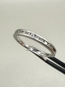 Vintage Platin natürlicher Diamant Kanal besetzt halber Ewigkeit Bandring Größe 7 Nachlass - Bild 1 von 11