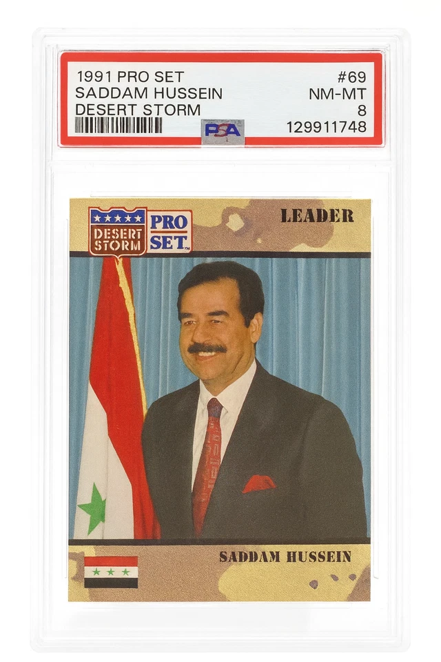 1991 Pro Set Desert Storm Saddam Hussein Rookie Card #69  PSA 8 - Image 1 of 1