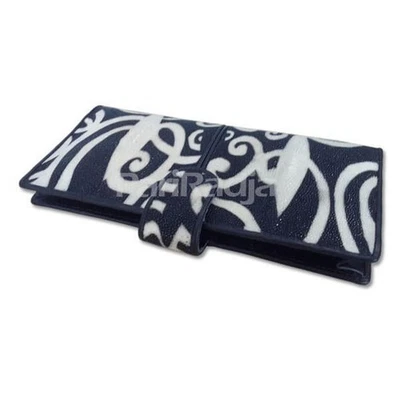 Cartera Premium Mujer Blanca Ray Cuero Genuino Motivo Batik Kalimantan Regalo de Navidad Foto 1 de 4