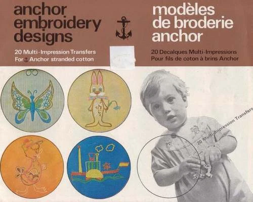 ANCHOR-MULTI IMP.EMBROIDERY TRANSF.BK.VINTAGE PRINTED IN 1974 - Image 1 of 1