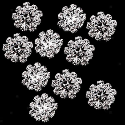 10x Rhinestone Silver Crystal Flatback For Wedding Decor Rhinestone Flatback - Image 1 of 4