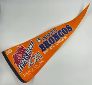 1987 Denver Broncos Super Bowl XXI 1986 AFC Champs 29x12 Pennant - Picture 1 of 5