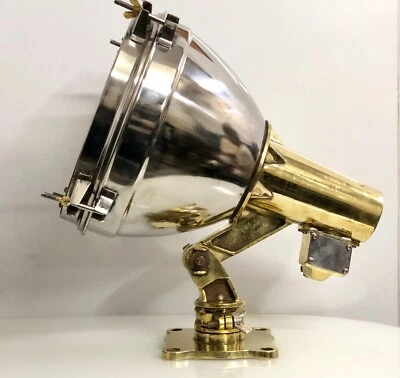 Foco de techo antiguo de acero y latón - Elegante accesorio montado vintage Foto 1 de 4