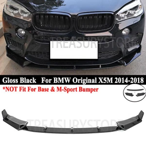 For BMW F85 X5M 14-18 R-Style Gloss Black Front Bumper Lip Splitter Spoiler Kit - Picture 1 of 10