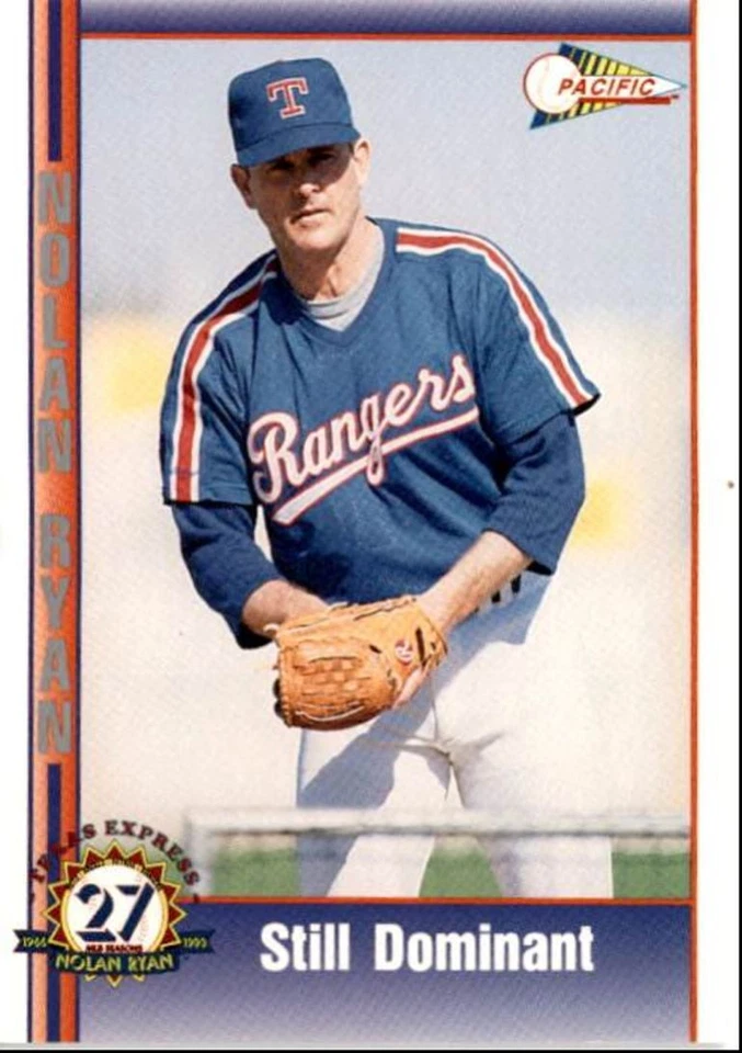1993 Pacific Texas Express Baseball Card Nolan Ryan Still Dominant Texas Rangers - Image 1 of 2