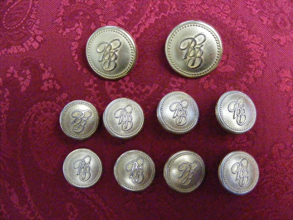 VINTAGE BROOKS BROTHERS BB SIGNATURE LOGO GOLD BLAZER BUTTON SET 2-20MM 8-15MM - Image 1 of 4