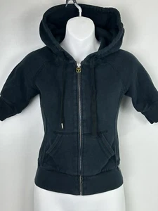 Vintage TNA Aritzia Crop Hoodie Full Zip 3/4 Sleeves Sweater Black Size XS - Picture 1 of 16