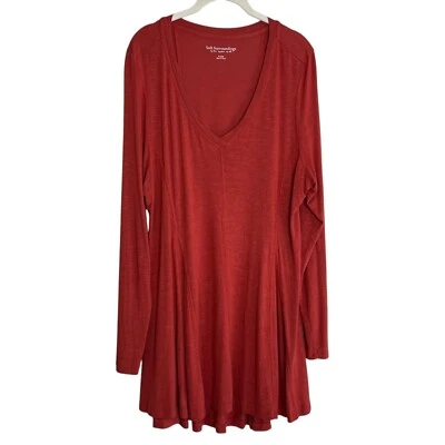 Soft Surroundings Womens Tunic Dress XL Light Burnt Orange High Low Flare V-Neck - Image 1 of 4