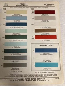 1960 PLYMOUTH AUTOMOTIVE P.P.G., DITZLER Exterior Paint Color Chip ORIG - Picture 1 of 1