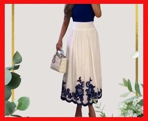 NWTZARA 247 CONTRAST EMBROIDERED BLUE/WHITE SKIRT ZW COLLECTION - Picture 1 of 10