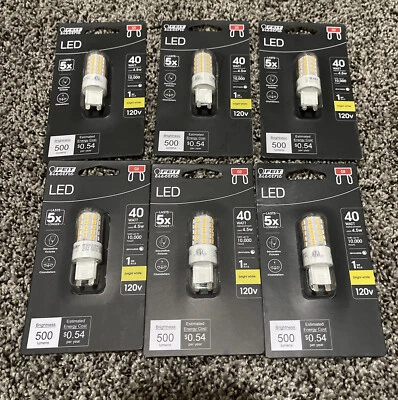 (6) Feit Electric 40-Watt Equivalent Bright White (3000K) T4 G9 Bi-Pin Base - Image 1 of 2