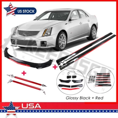Kit de carrocería de alerón divisor de labios para parachoques delantero brillante para Cadillac CTS V Foto 1 de 4