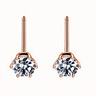 Clearance 0.25 carat Natural Round Diamond 6 Claw Stud Earring, Rose Gold