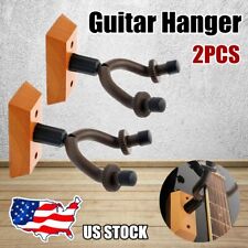 2PCS Adjustable Guitar Hanger Hook Holder Wall Mount Wooden Base Display Stand