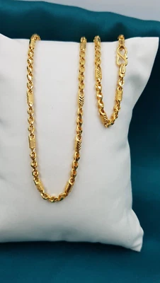 迪拜手工金链 22k 黄金普通男士链独家真金 — 第 1/4 张图片