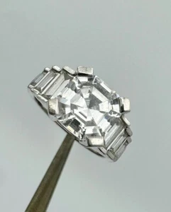Sterling Silver Asscher Cut Solitaire Ring Size J 4.2g dan379 - Picture 1 of 3