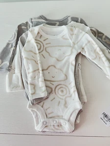 CARTER'S 4 PACK BOYS BODYSUITS LONG SLEEVE NWT GREY WHITE BROWN - Picture 1 of 5