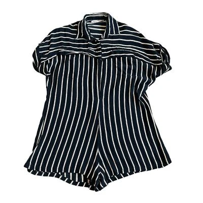 Pantalones Cortos Mameluco Faithfull The Brand Negro Blanco Rayas Una Pieza Talla XS Para Mujer Foto 1 de 4