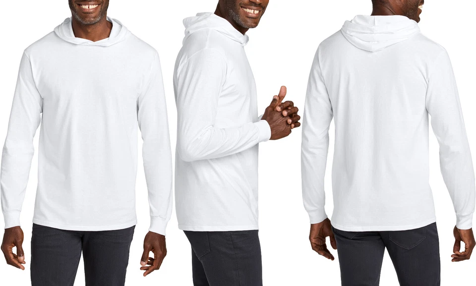 Mens Jerzees 100% Cotton Long Sleeve Hoodie Tee Hooded T-Shirt Classic Fit S-3XL - Image 1 of 1