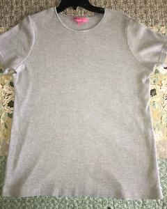 Woman Within Top Größe Large grau Waffelstrick Kurzarm Shirt Rundhalsausschnitt - Bild 1 von 8