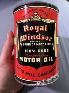 Vintage Original RARE Royal Windsor 2000 MILE Graphic King Crown Motor Oil Can - Picture 1 of 24