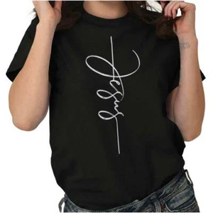 Jesus Christ Stylish Fashion Religious Gift Womens Graphic Crewneck T Shirt Tee - Picture 1 of 8