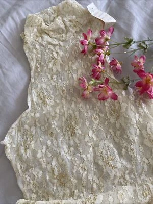 Body Berlei Vintage Marfil Blanco Oro Floral Elástico Encaje Nuevo con Etiquetas Talla Única Foto 1 de 4