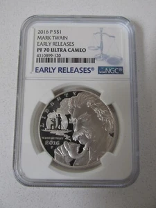 2016 P Mark Twain Silver $1 NGC PF 70 Ultra Cameo...Early Releases - Picture 1 of 6