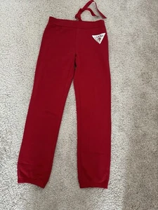 GUESS Womens XS Spell Out Logo Red Bling Sequins Lounge Joggers Sweatpants - Picture 1 of 4