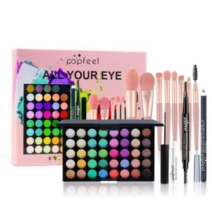 40 Colors Eyeshadow Eye Shadow Powder with Brush Eyebrow Pencil Palette Makeup - Picture 1 of 19