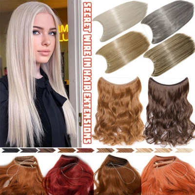 Secret Wire In Hair Extensions Hidden Nano Ring Hairpiece Long Natural As Human - Image 1 of 4