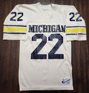 Vintage Champion 1980s Michigan Wolverines Football Jersey #22 Mens Medium White - Picture 1 of 10