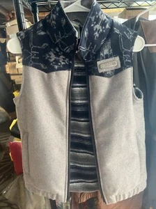 Cinch Youth Boy's Grey & Aztec Print Wooly Vest MWV5050003 - Picture 1 of 3