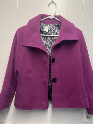 Abrigo corto Laura Ashley Pea para mujer talla L fucsia  Foto 1 de 4