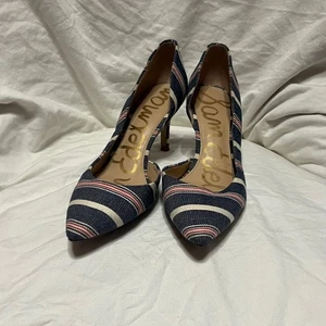 Sam Edelman Teresa Striped DOrsay Pointed Toe Pumps Heels Womens Size 7.5M - Picture 1 of 6