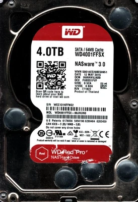 WD4001FFSX-68JNUN0 S/N: WCC13 HANNNVJABB WESTERN DIGITAL 4TB THAILAND MAY 2015 - Image 1 of 2