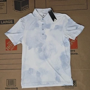 adidas Ultimate365 Tour Printed Short Sleeve Golf Polo Blue White Mens Size S - Picture 1 of 5