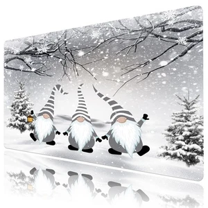 Winter Forest Cute Gray Christmas Gnome Desk Mat for Keyboard and Mouse Desk Pad - Picture 1 of 6