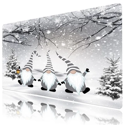 Winter Forest Cute Gray Christmas Gnome Desk Mat for Keyboard and Mouse Desk Pad - Image 1 of 4