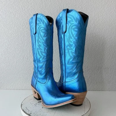 Lane SMOKESHOW Botas de Cowboy Femininas 10 Azul Cowgirl Ocidental Biqueira Pontiaguda no Meio da Bezerro - Imagem 1 de 4