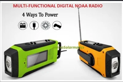 Dynamo Hand Crank Solar USB Flashlight AM FM Weather-band Radio Phone Recharger - Image 1 of 4