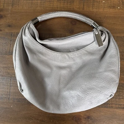 Kenneth Cole No Slouch Grey Leather Hobo Bag W/Studded  Strap. - Image 1 of 4