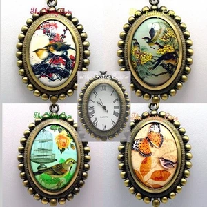 Antico Miniatura Arte Birdwatching Ornitologia Collana con Ciondolo Orologio - Picture 1 of 17