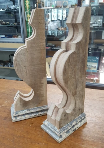 Pair of Reclaimed Hand Made Wooden Corbels Cover